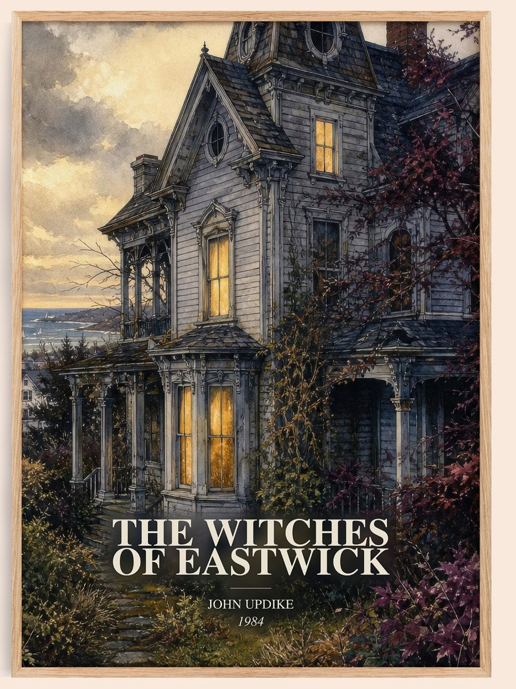 The Witches of Eastwick watercolour book poster by John Updike – framed literary art print