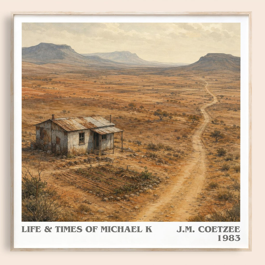 Life & Times of Michael K literary book poster by J.M. Coetzee – framed literary art print