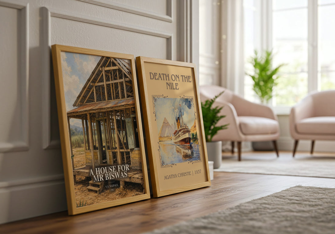 A House for Mr Biswas watercolour print framed by window – literary home decor