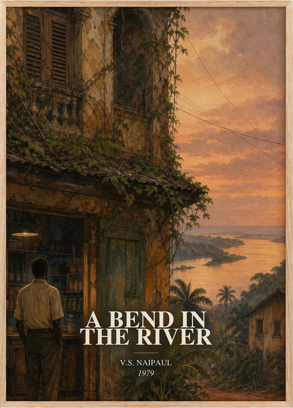 A Bend in the River Book Watercolour Illustration by V.S. Naipaul