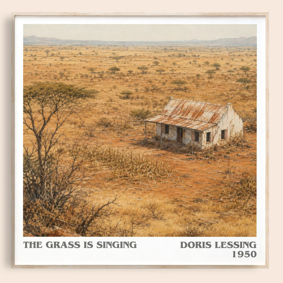 The Grass Is Singing literary book poster by Doris Lessing – framed literary art print