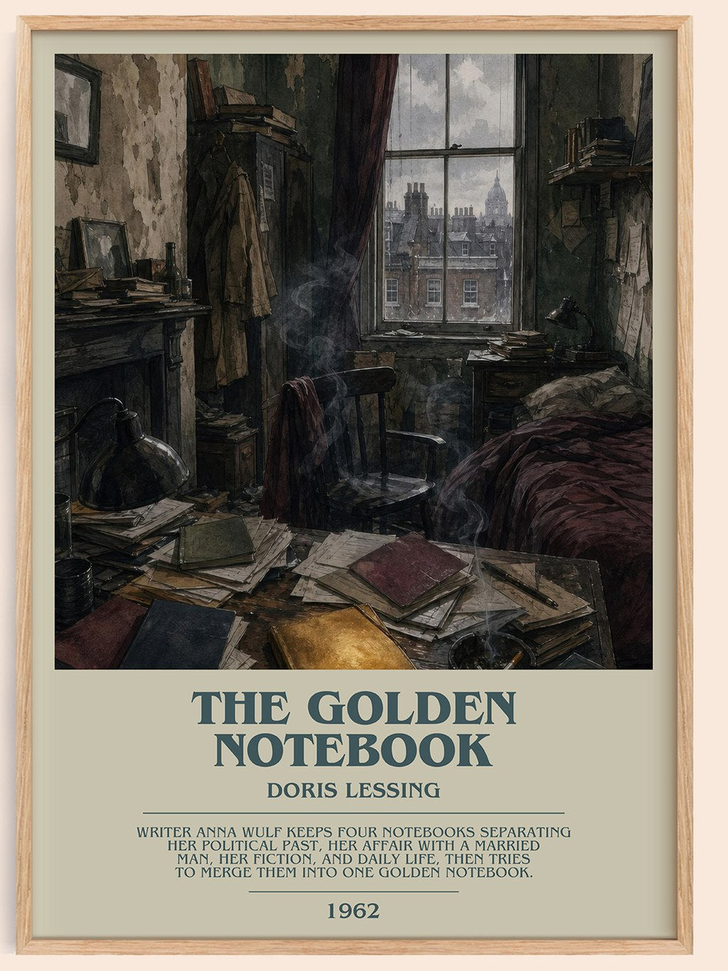 The Golden Notebook bookish book poster by Doris Lessing – framed literary art print