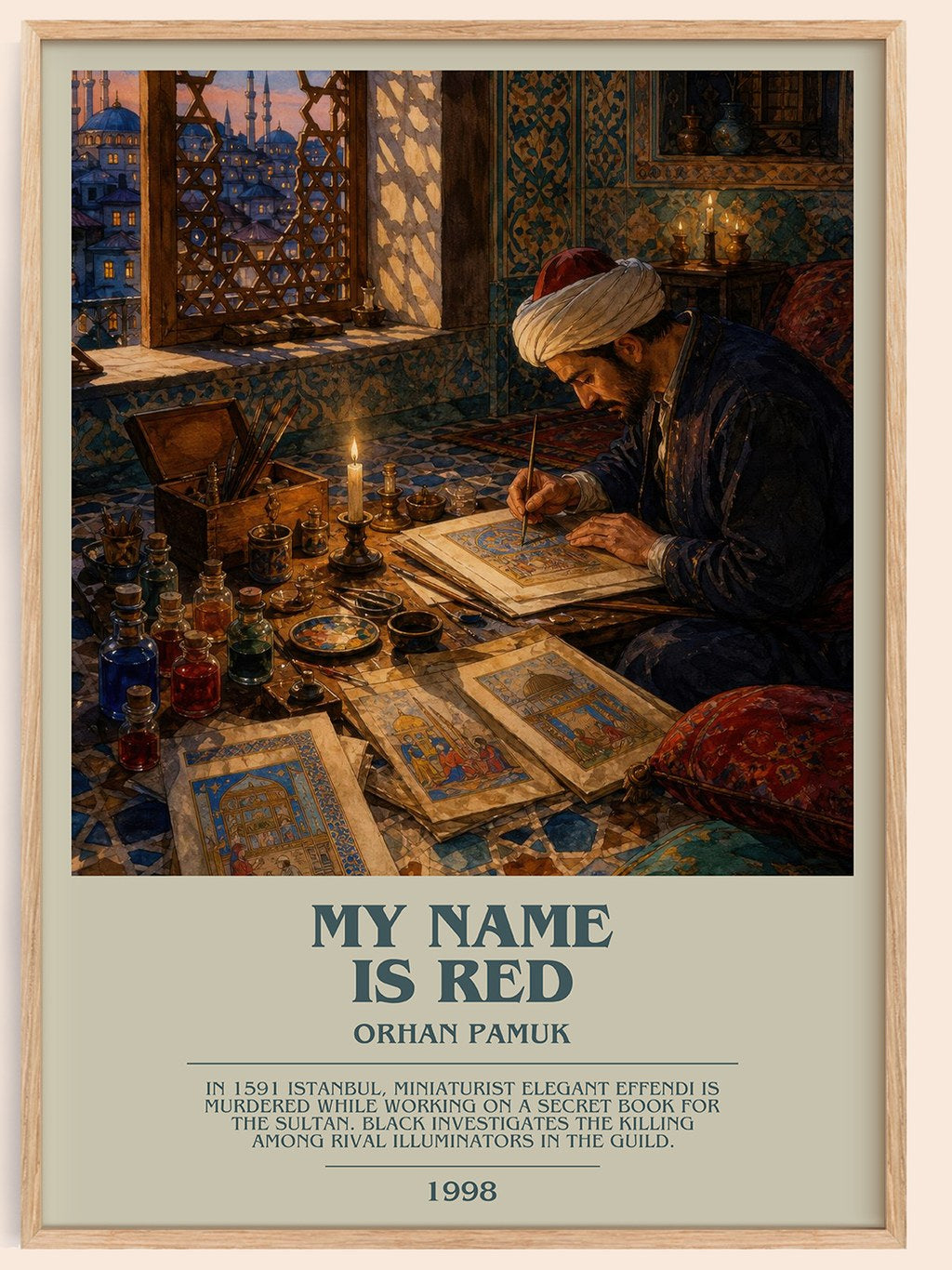 My Name Is Red bookish book poster by Orhan Pamuk – framed literary art print