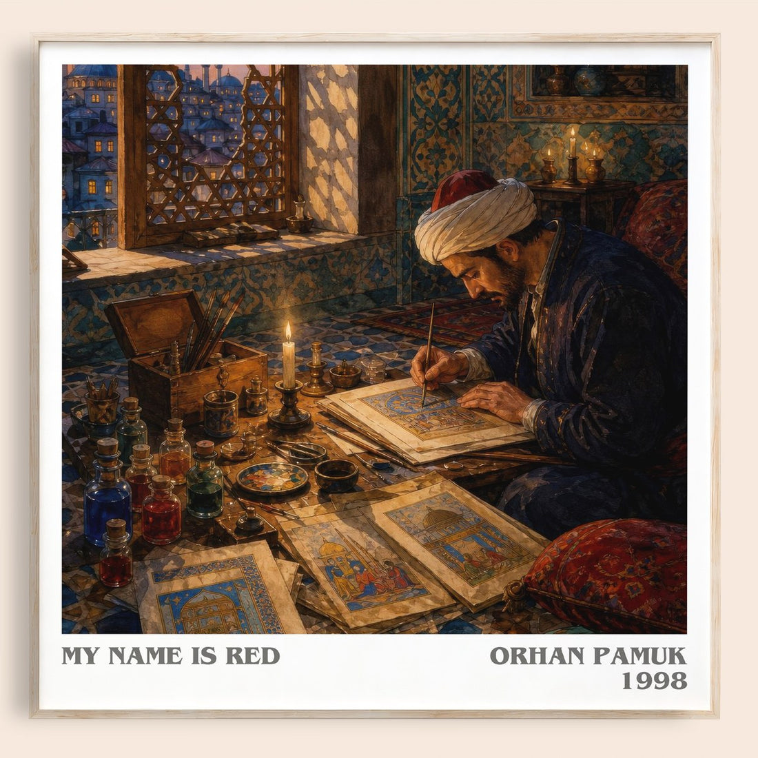 My Name Is Red literary book poster by Orhan Pamuk – framed literary art print