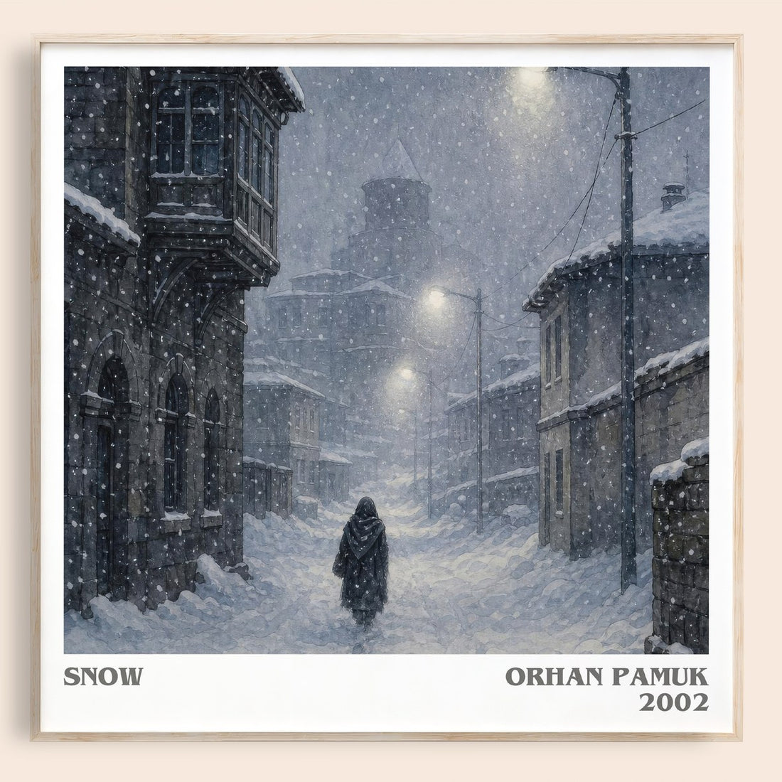 Snow literary book poster by Orhan Pamuk – framed literary art print