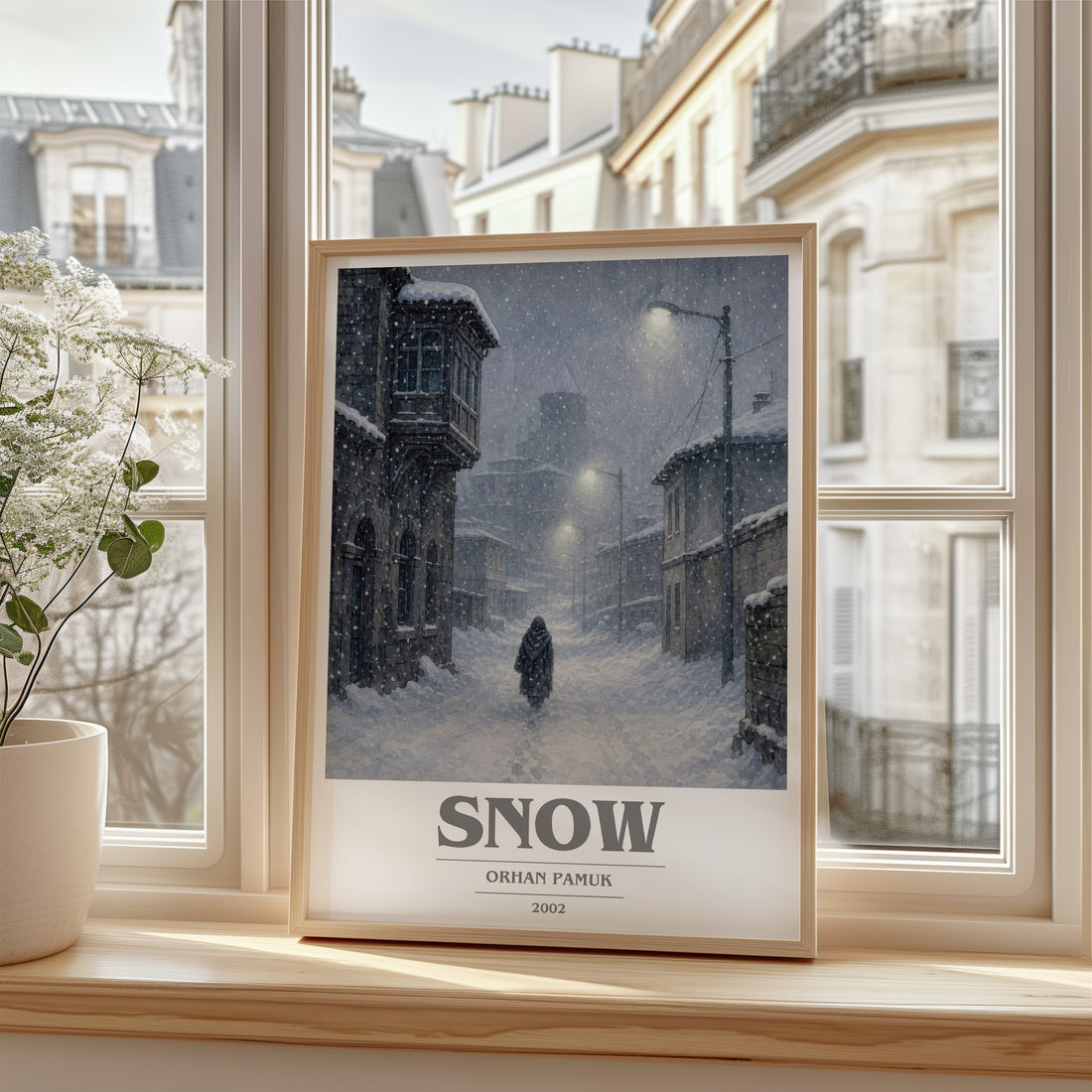 Snow book cover poster colour and style options – Orhan Pamuk book art