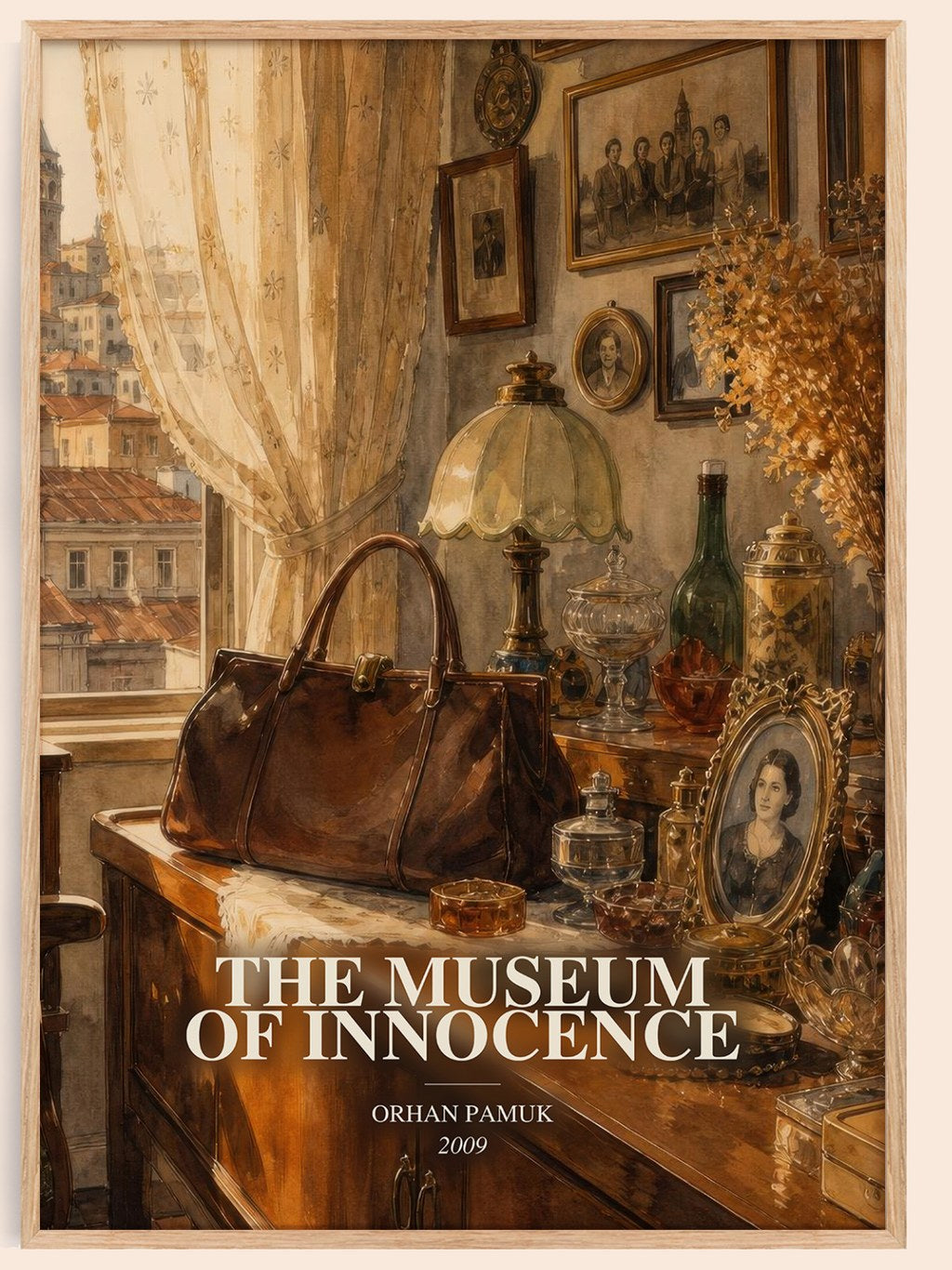 The Museum of Innocence watercolour book poster by Orhan Pamuk – framed literary art print