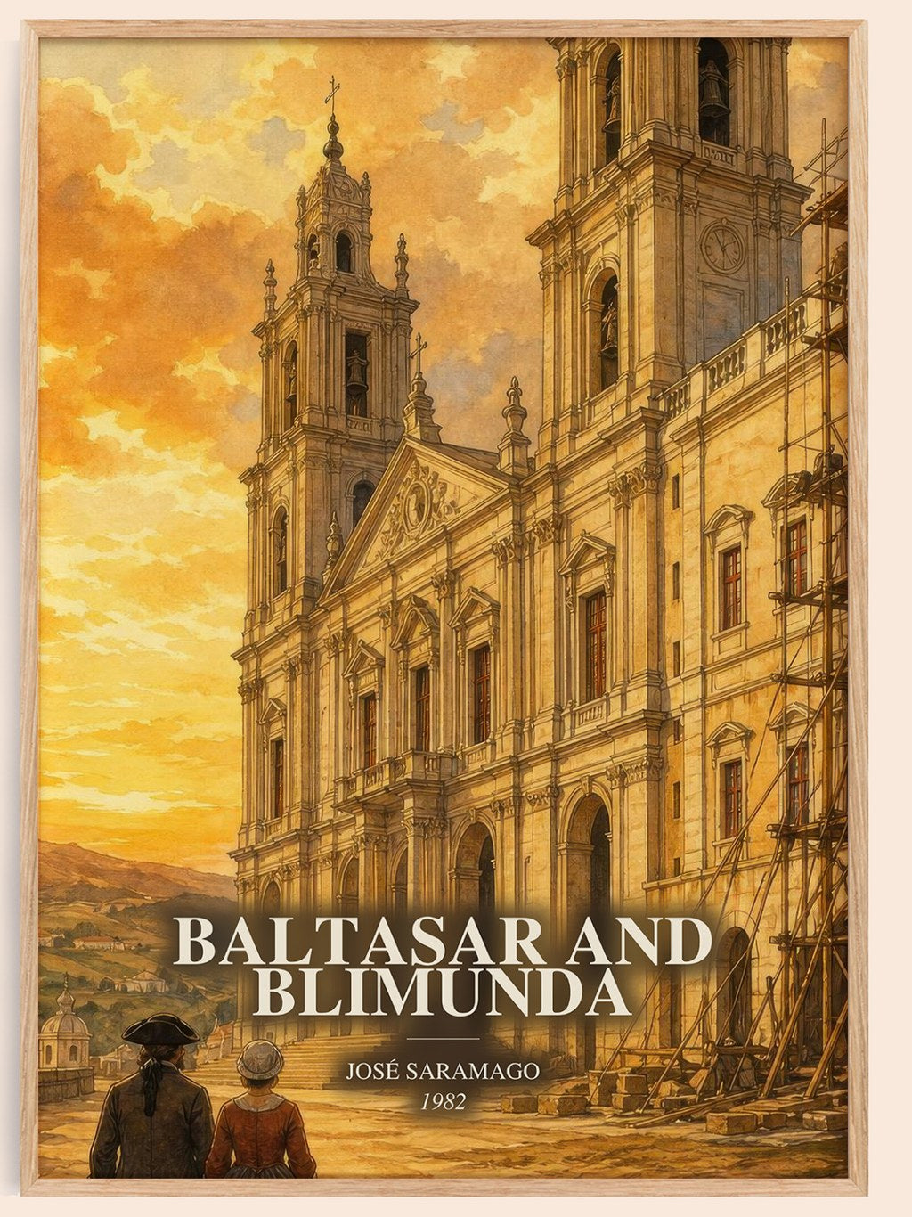 Baltasar and Blimunda watercolour book poster by José Saramago – framed literary art print