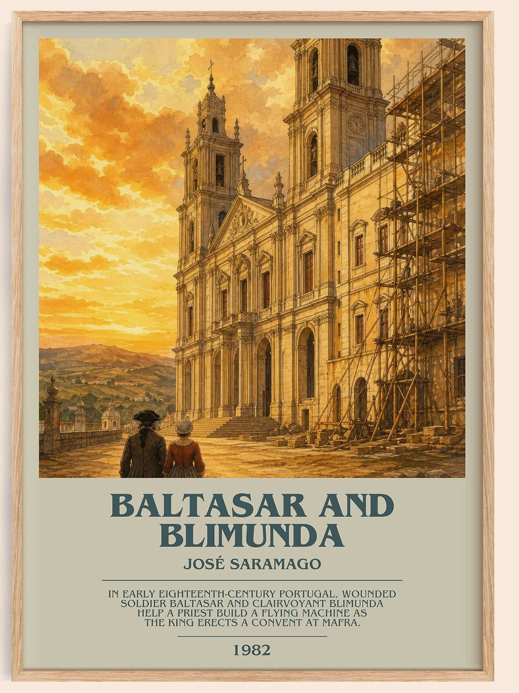 Baltasar and Blimunda bookish book poster by José Saramago – framed literary art print