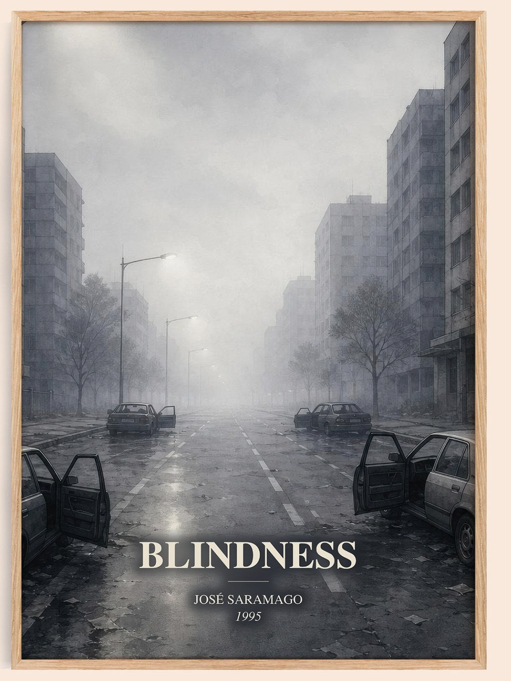 Blindness watercolour book poster by José Saramago – framed literary art print