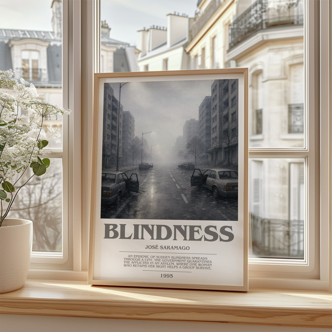 Blindness bookish poster colour and style options – José Saramago book art