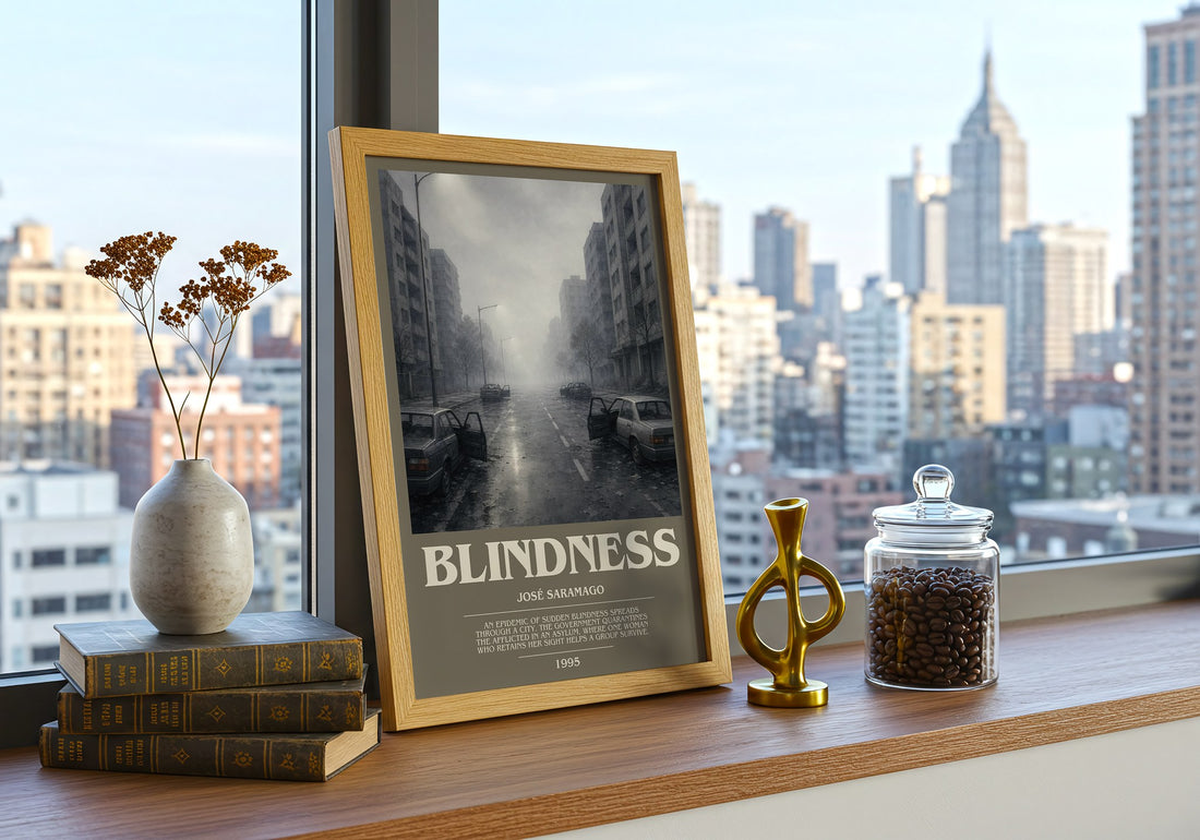 Blindness bookish print framed by window – literary home decor