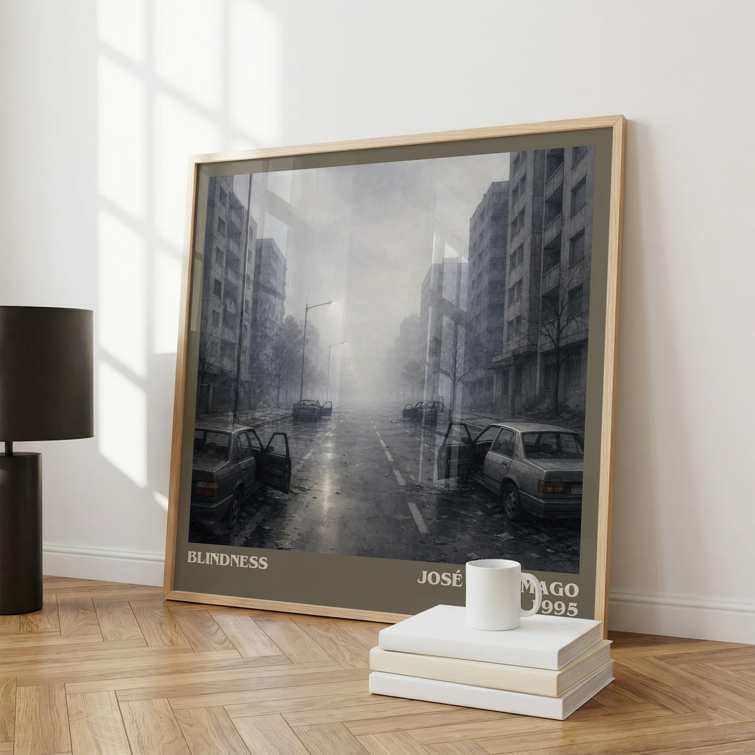Blindness literary print framed by window – literary home decor