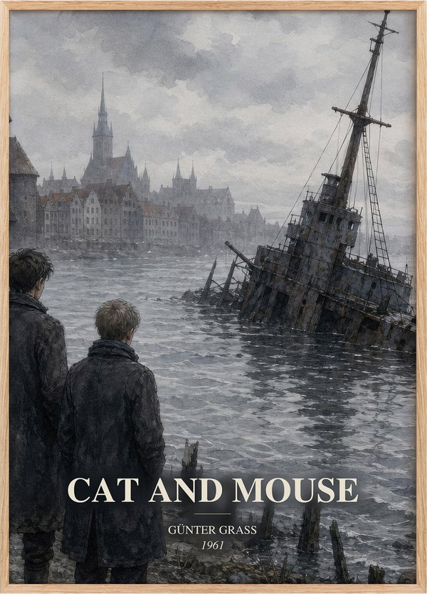 Cat and Mouse Book Watercolour Illustration by Günter Grass