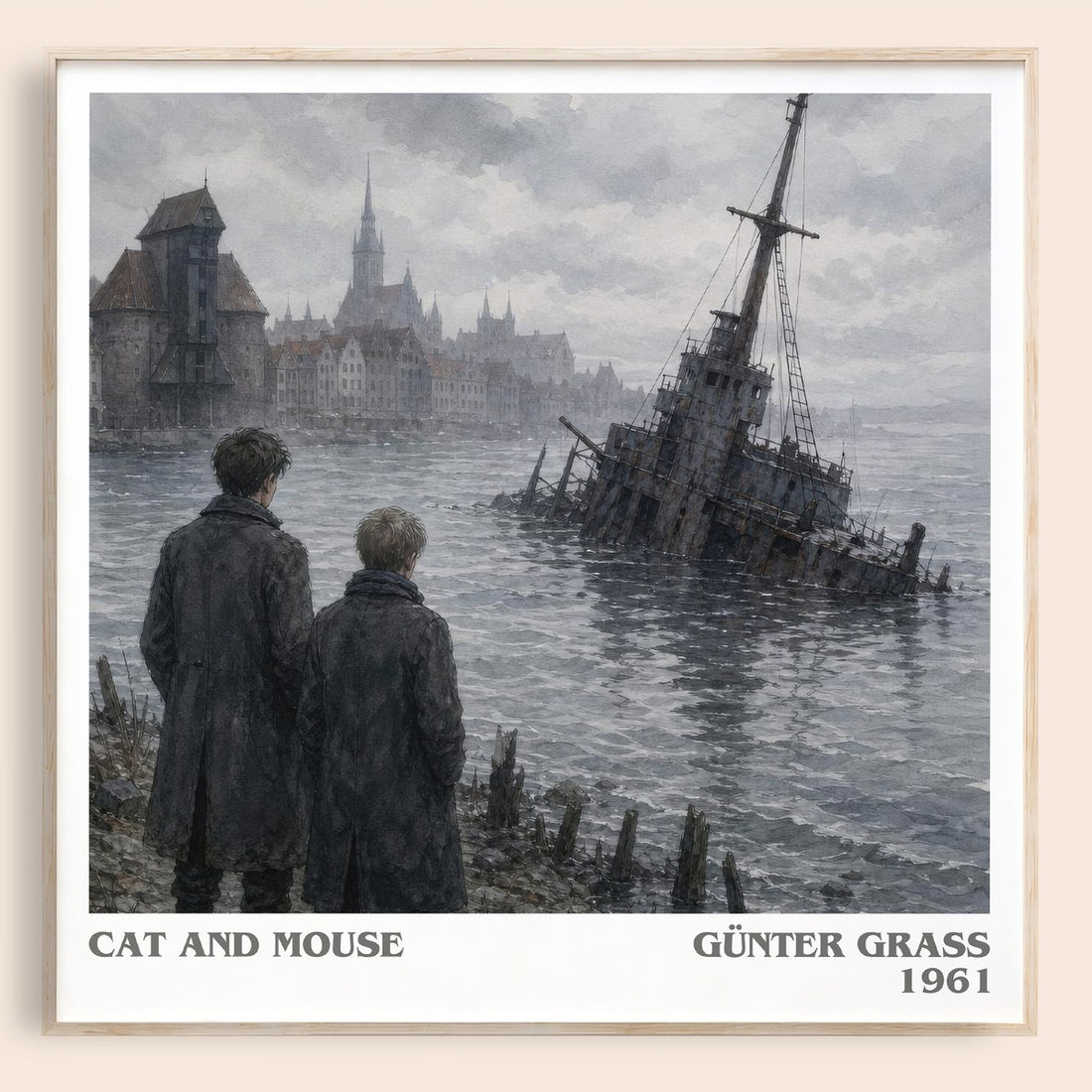 Cat and Mouse literary book poster by Günter Grass – framed literary art print