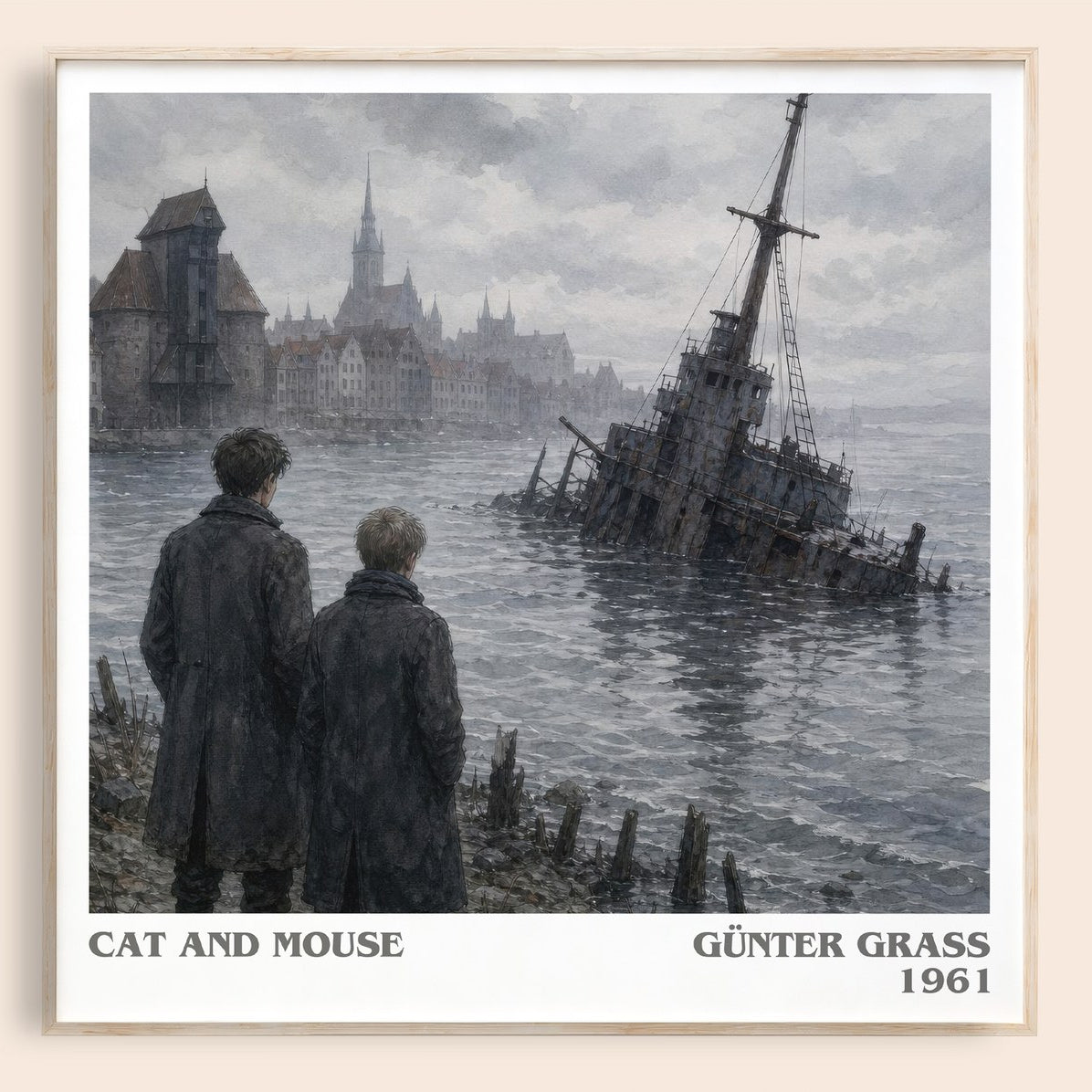 Cat and Mouse literary book poster by Günter Grass – framed literary art print
