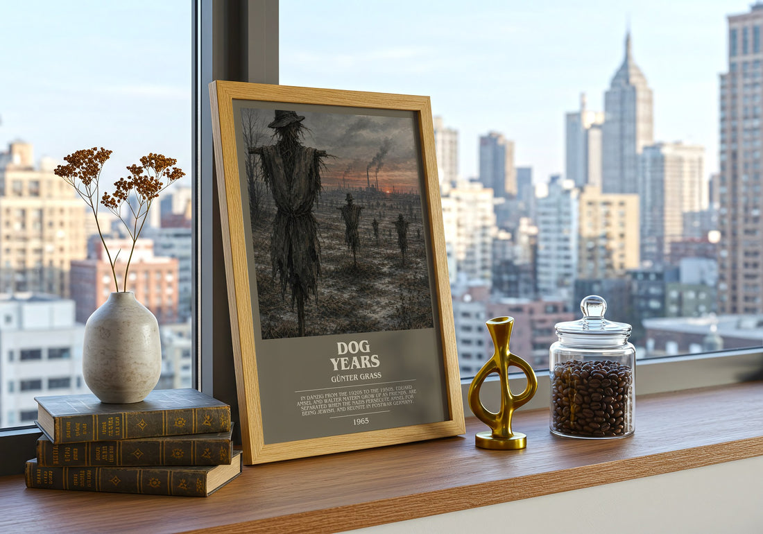 Dog Years bookish print framed by window – literary home decor