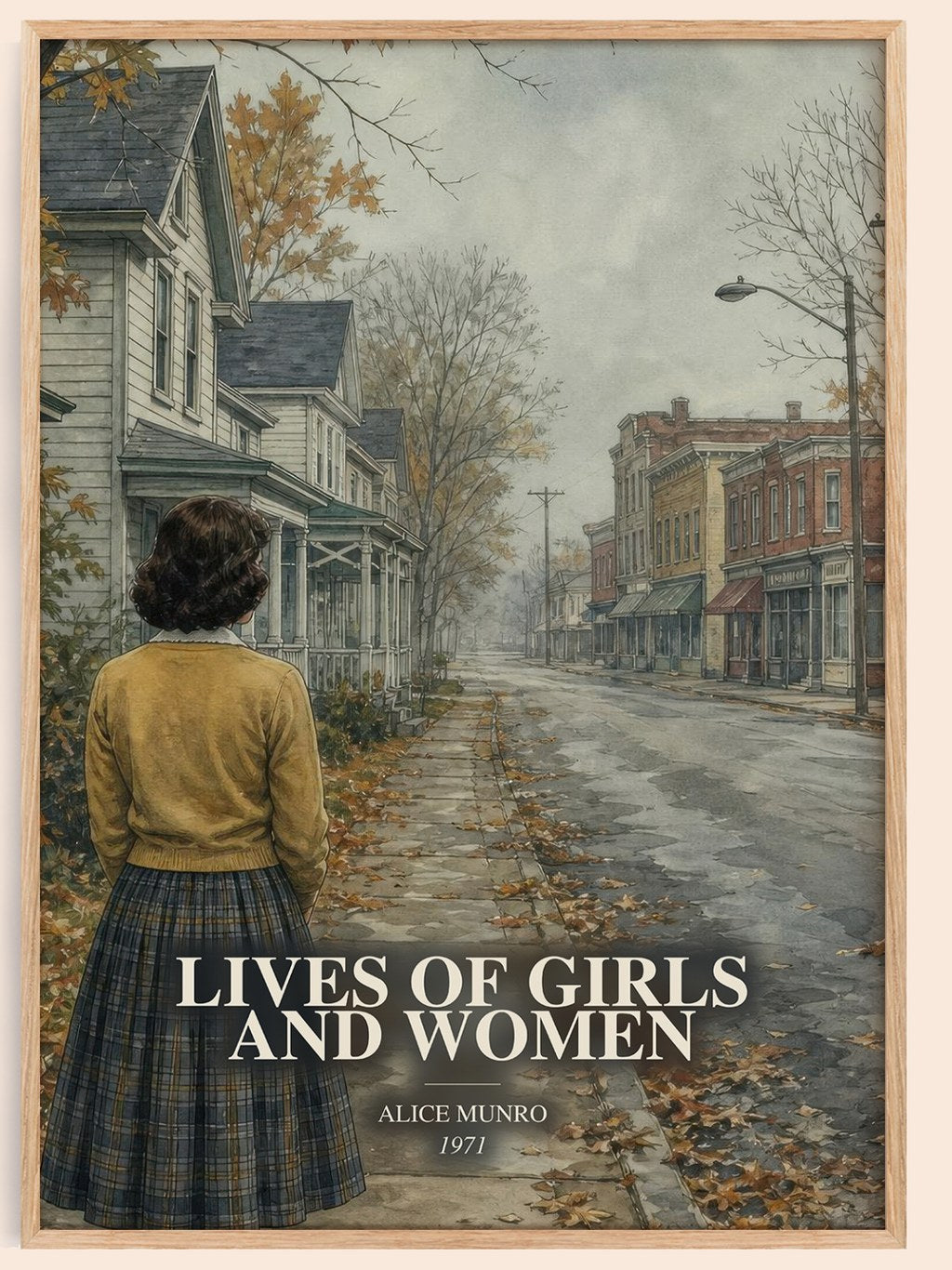 Lives of Girls and Women watercolour book poster by Alice Munro – framed literary art print