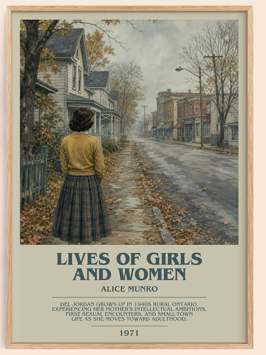 Lives of Girls and Women bookish book poster by Alice Munro – framed literary art print
