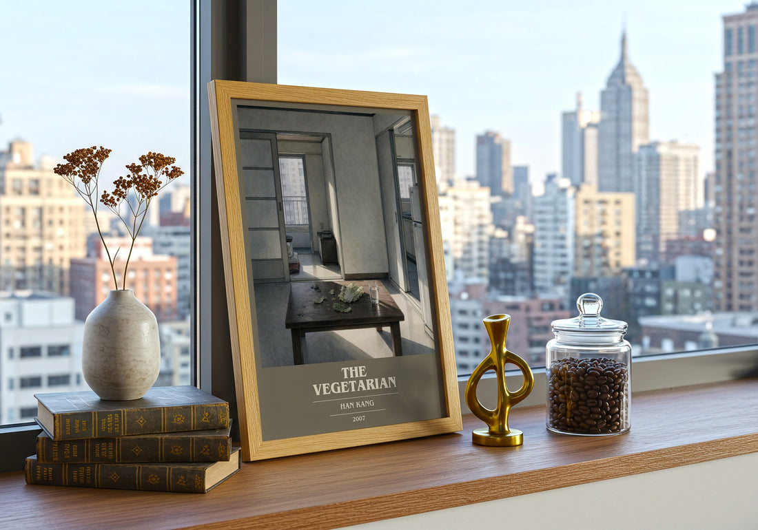 The Vegetarian book cover print framed by window – literary home decor