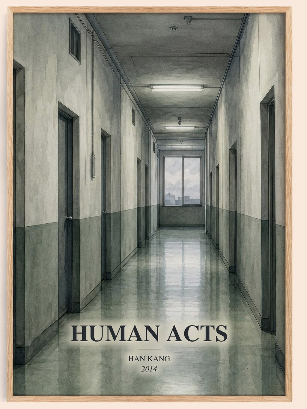 Human Acts watercolour book poster by Han Kang – framed literary art print