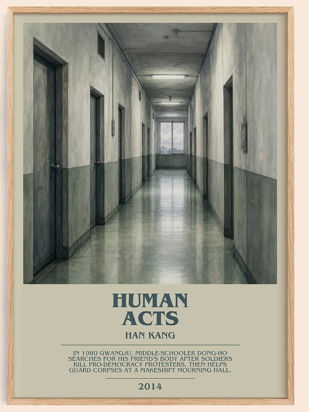 Human Acts bookish book poster by Han Kang – framed literary art print