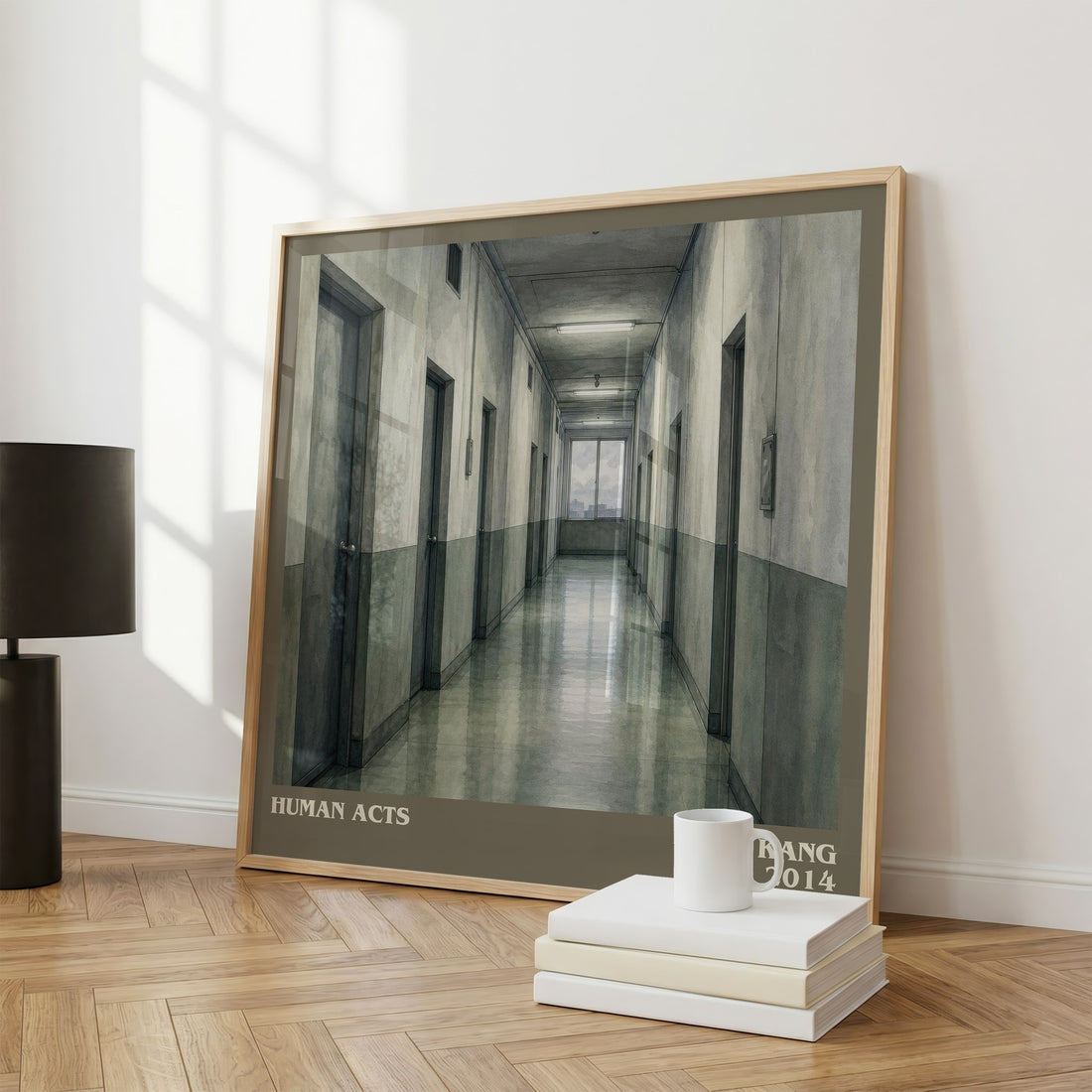 Human Acts literary print framed by window – literary home decor