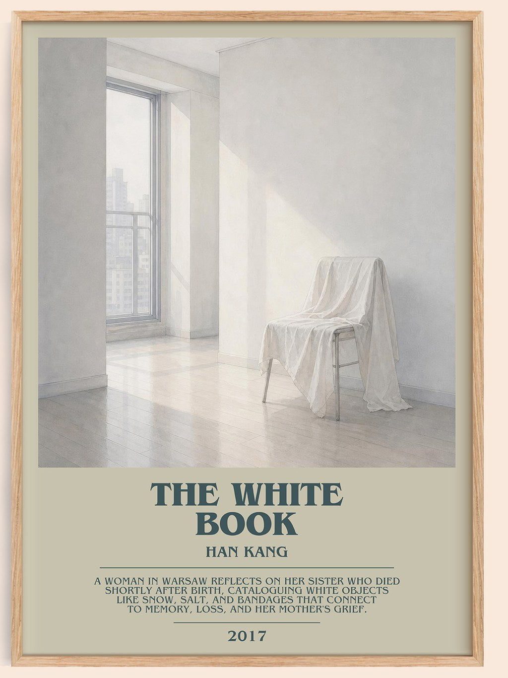 The White Book bookish book poster by Han Kang – framed literary art print