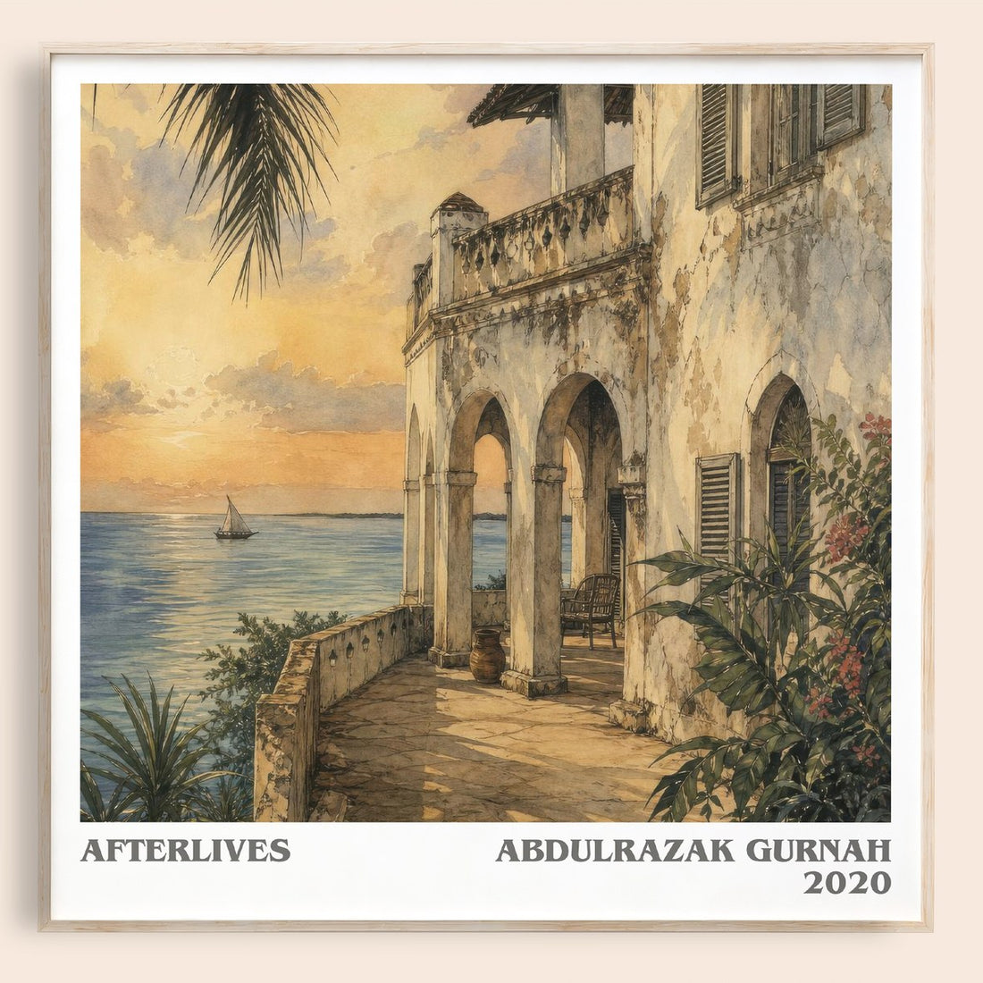 Afterlives literary book poster by Abdulrazak Gurnah – framed literary art print