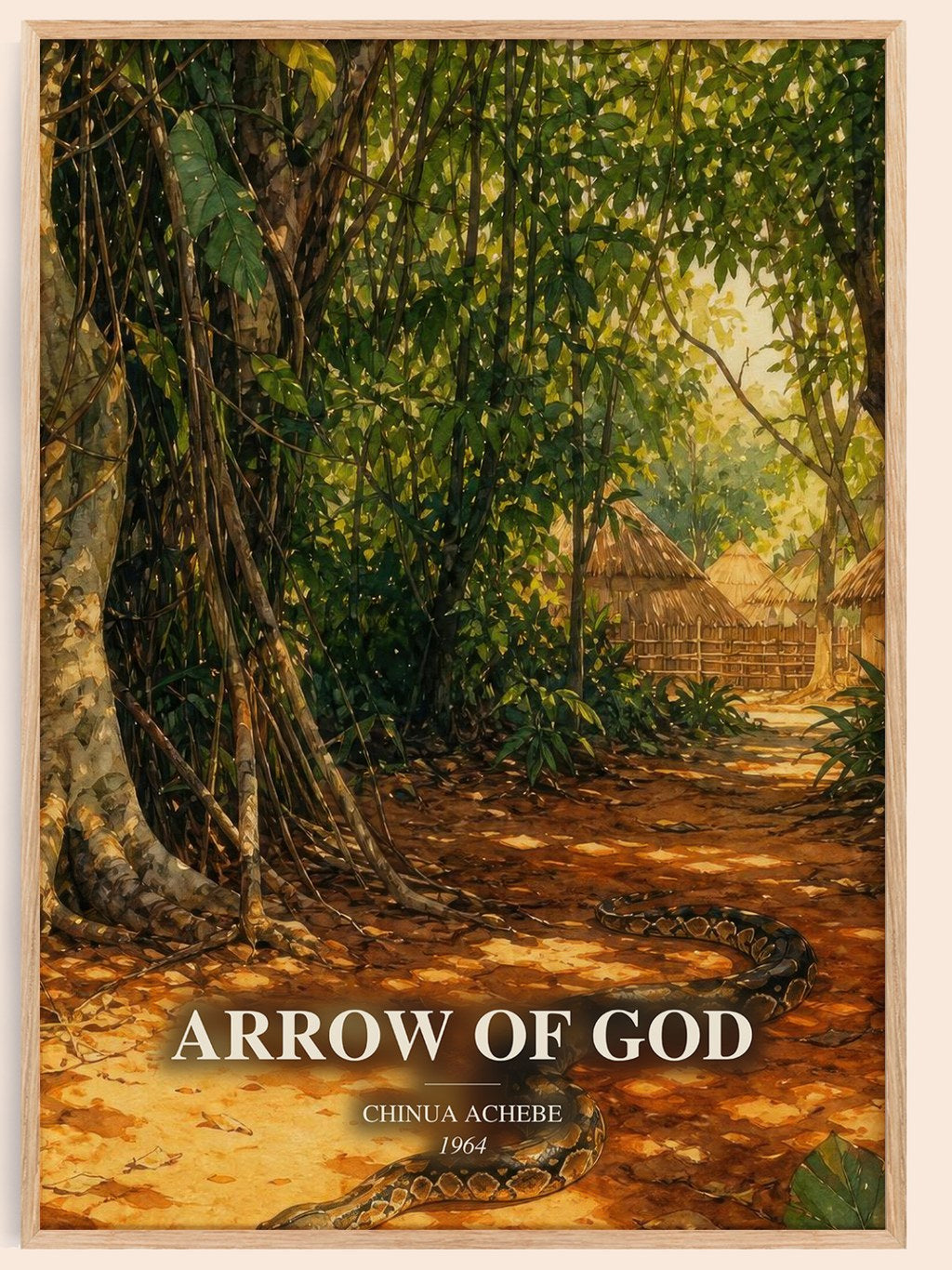 Arrow of God watercolour book poster by Chinua Achebe – framed literary art print