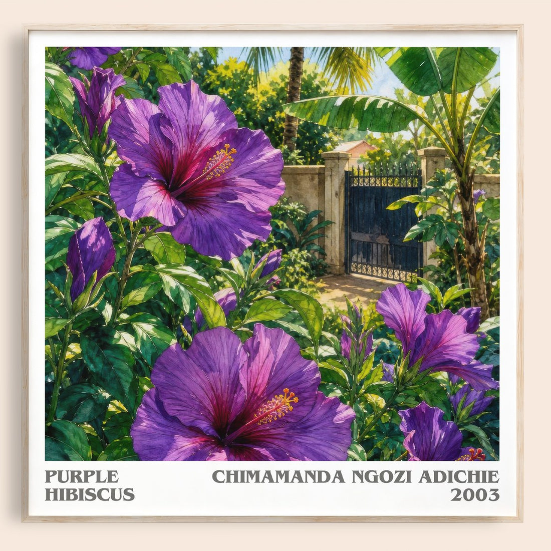 Purple Hibiscus literary book poster by Chimamanda Ngozi Adichie – framed literary art print