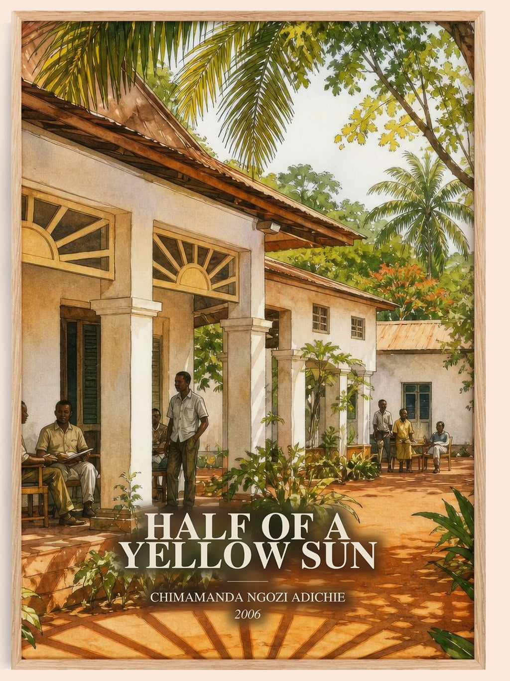 Half of a Yellow Sun watercolour book poster by Chimamanda Ngozi Adichie – framed literary art print