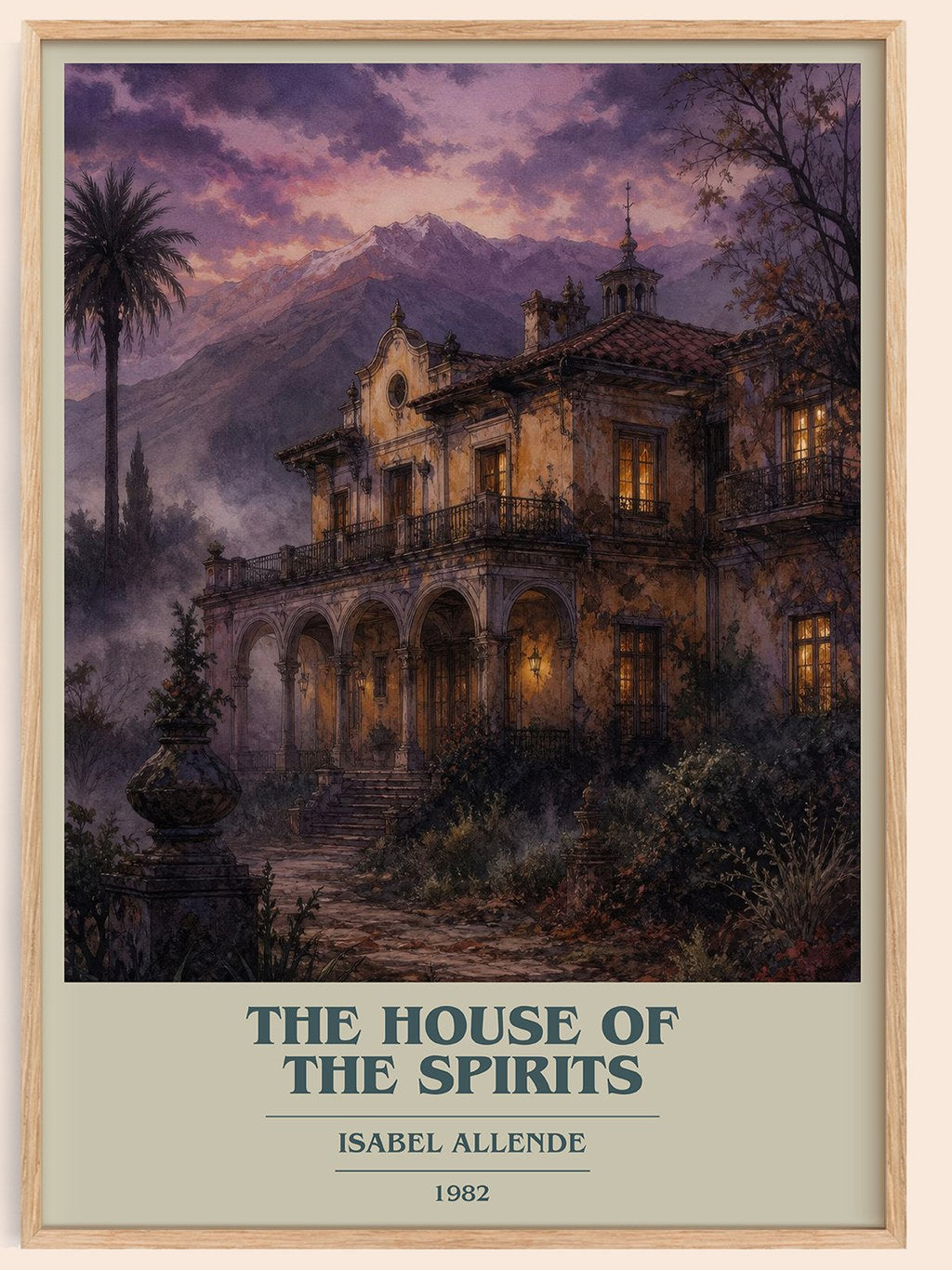 The House of the Spirits book cover book poster by Isabel Allende – framed literary art print