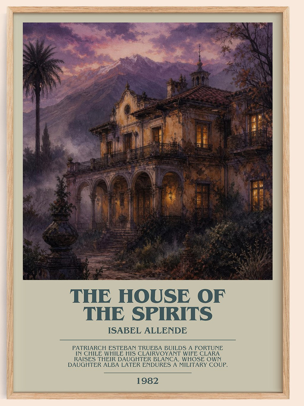 The House of the Spirits bookish book poster by Isabel Allende – framed literary art print