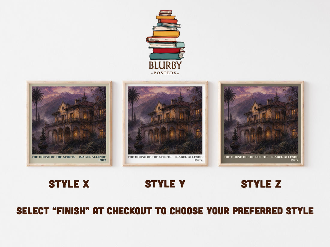 The House of the Spirits literary print in frame leaning in hallway – literary fiction wall art (mockup)