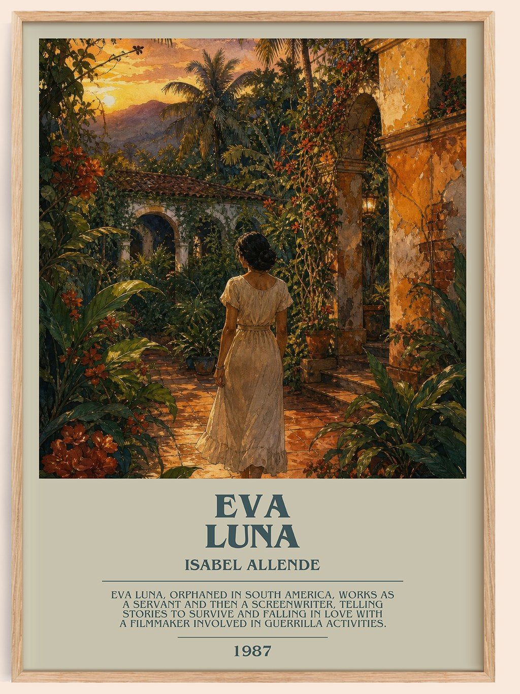 Eva Luna bookish book poster by Isabel Allende – framed literary art print