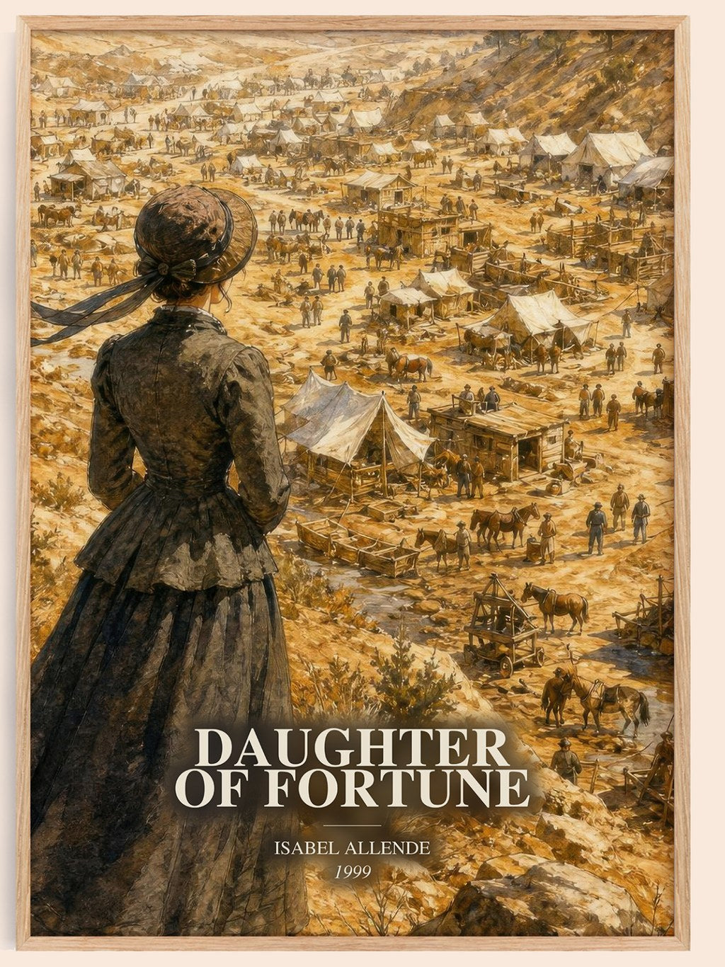 Daughter of Fortune watercolour book poster by Isabel Allende – framed literary art print