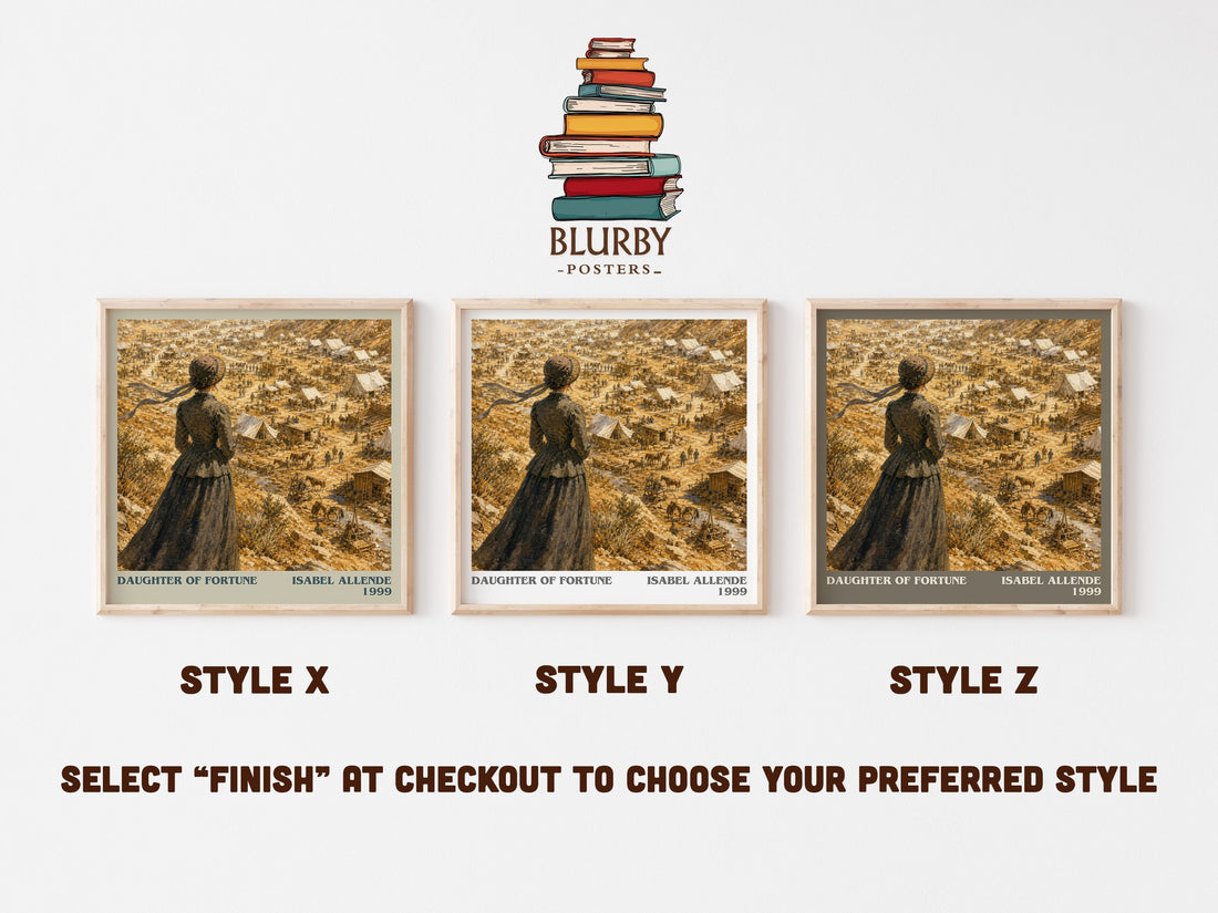 Daughter of Fortune literary print in frame leaning in hallway – historical fiction wall art (mockup)