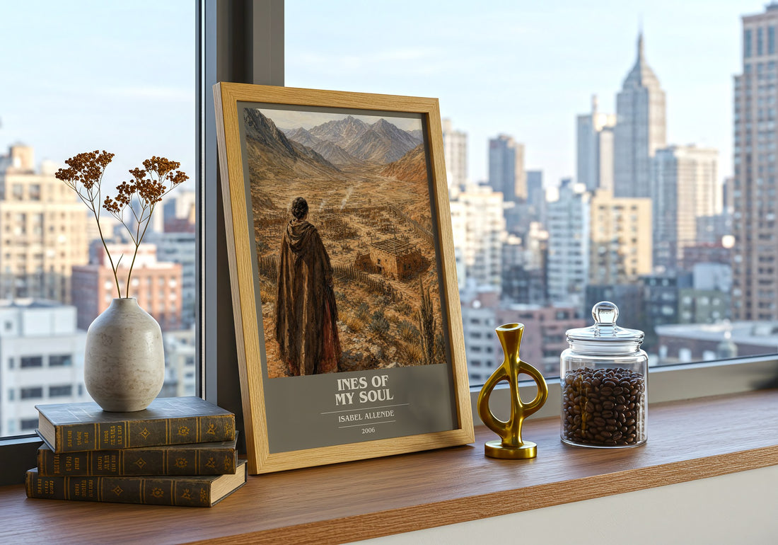 Ines of My Soul book cover print framed by window – literary home decor