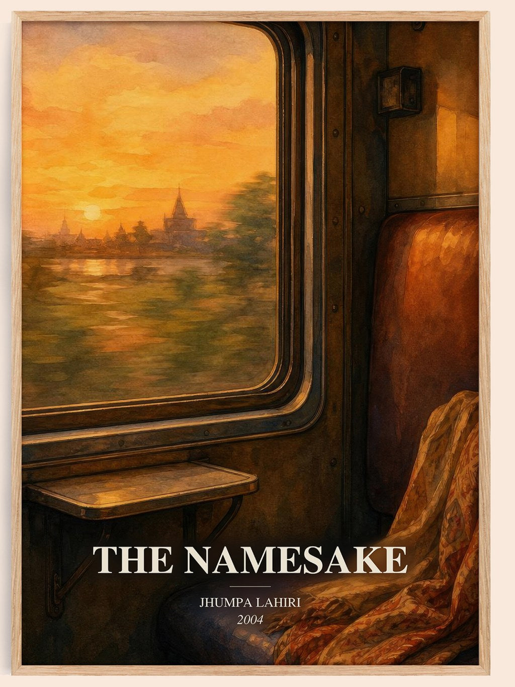 The Namesake watercolour book poster by Jhumpa Lahiri – framed literary art print