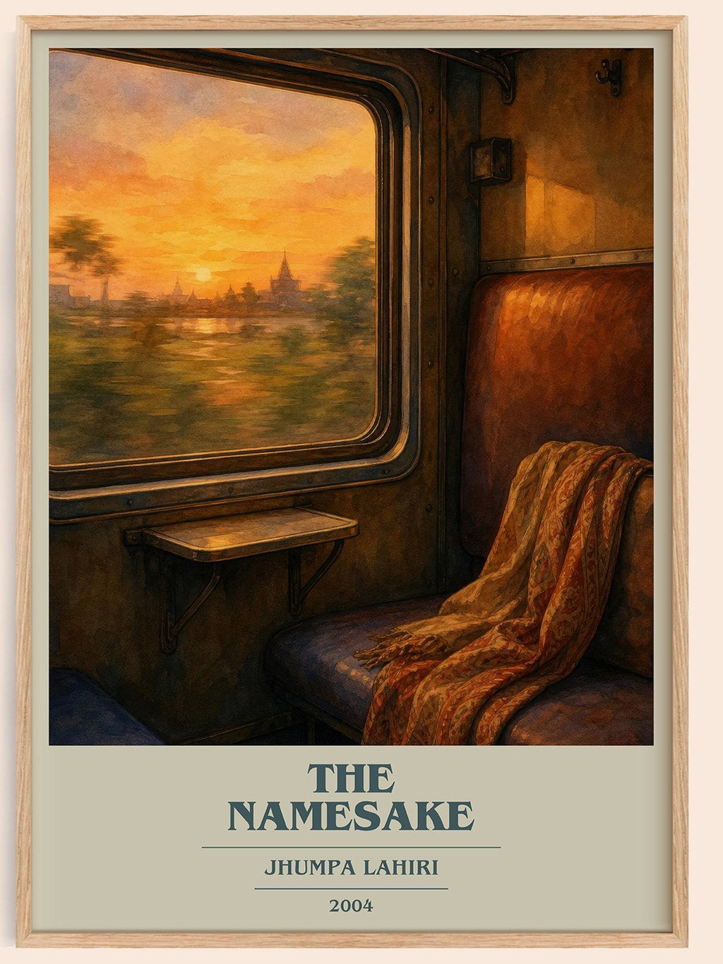 The Namesake book cover book poster by Jhumpa Lahiri – framed literary art print