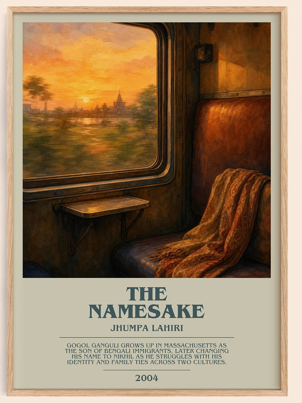 The Namesake bookish book poster by Jhumpa Lahiri – framed literary art print
