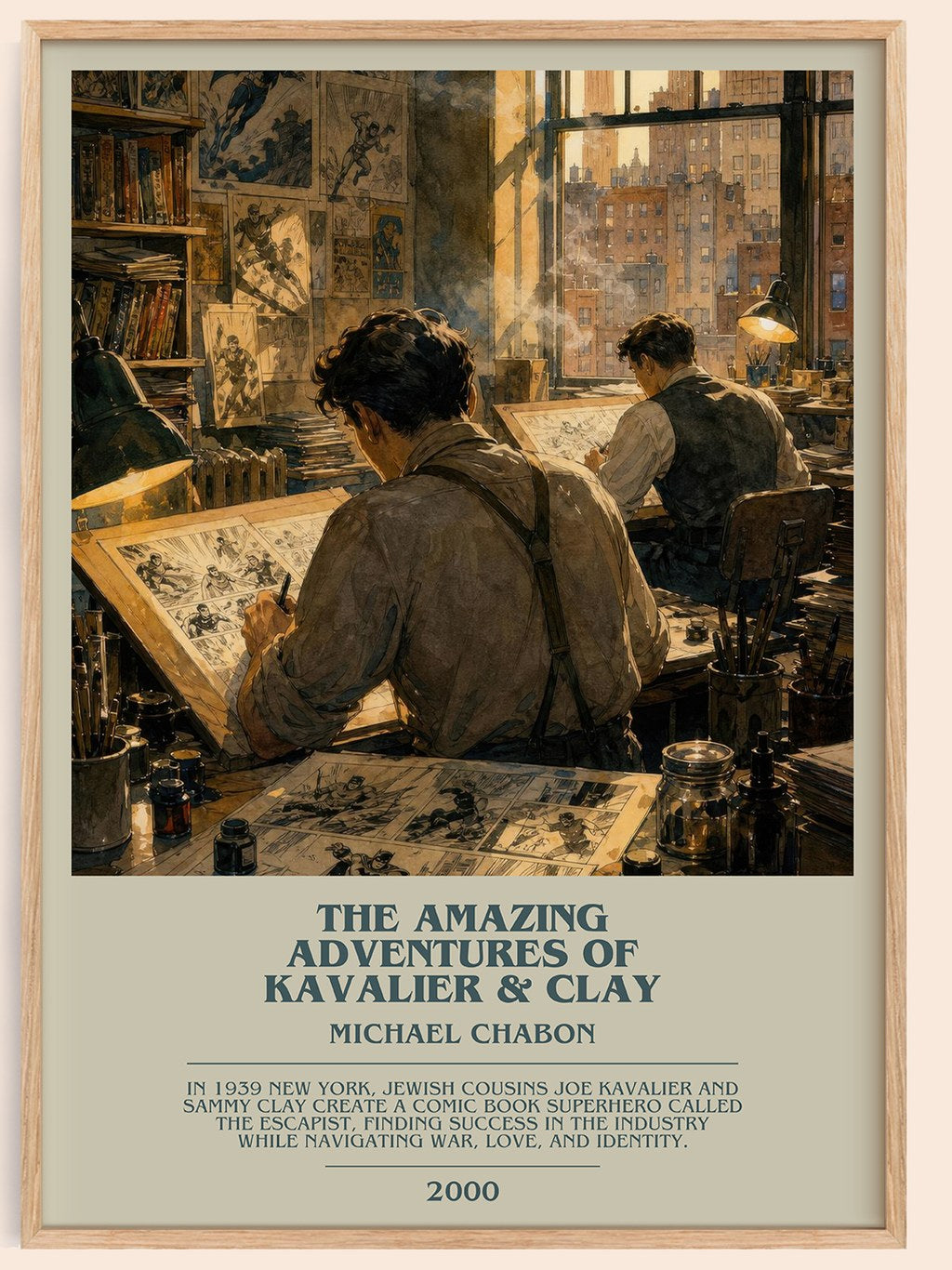 The Amazing Adventures of Kavalier & Clay bookish book poster by Michael Chabon – framed literary art print