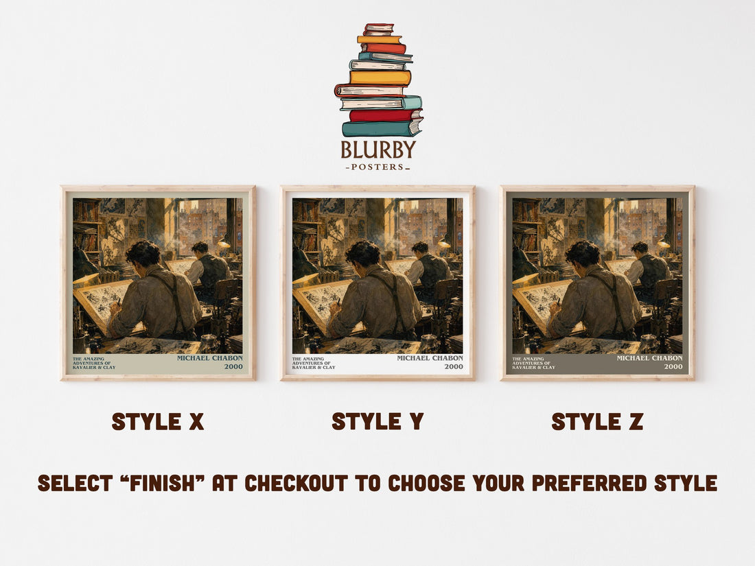 The Amazing Adventures of Kavalier & Clay literary print in frame leaning in hallway – literary fiction wall art (mockup)