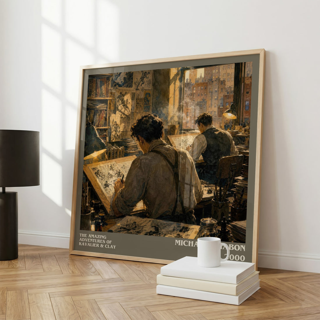 The Amazing Adventures of Kavalier & Clay literary print framed by window – literary home decor