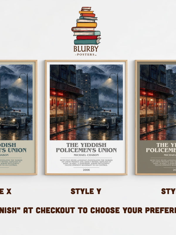 The Yiddish Policemen's Union bookish print in frame leaning in hallway – mystery wall art