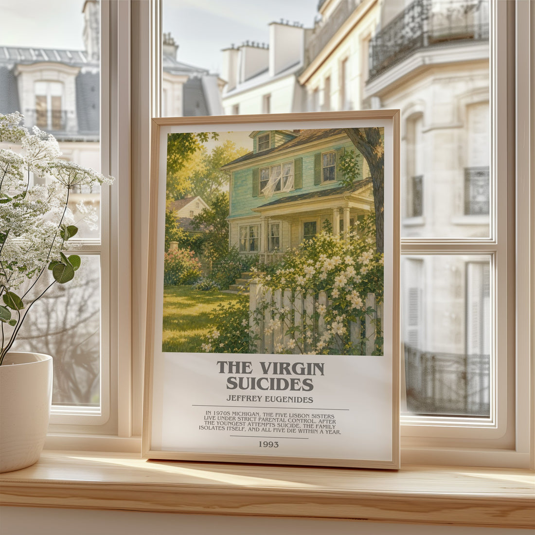 The Virgin Suicides bookish poster colour and style options – Jeffrey Eugenides book art