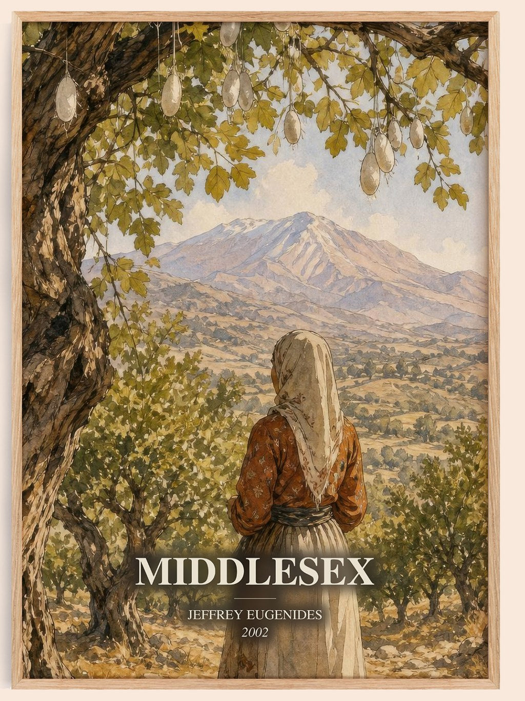 Middlesex watercolour book poster by Jeffrey Eugenides – framed literary art print