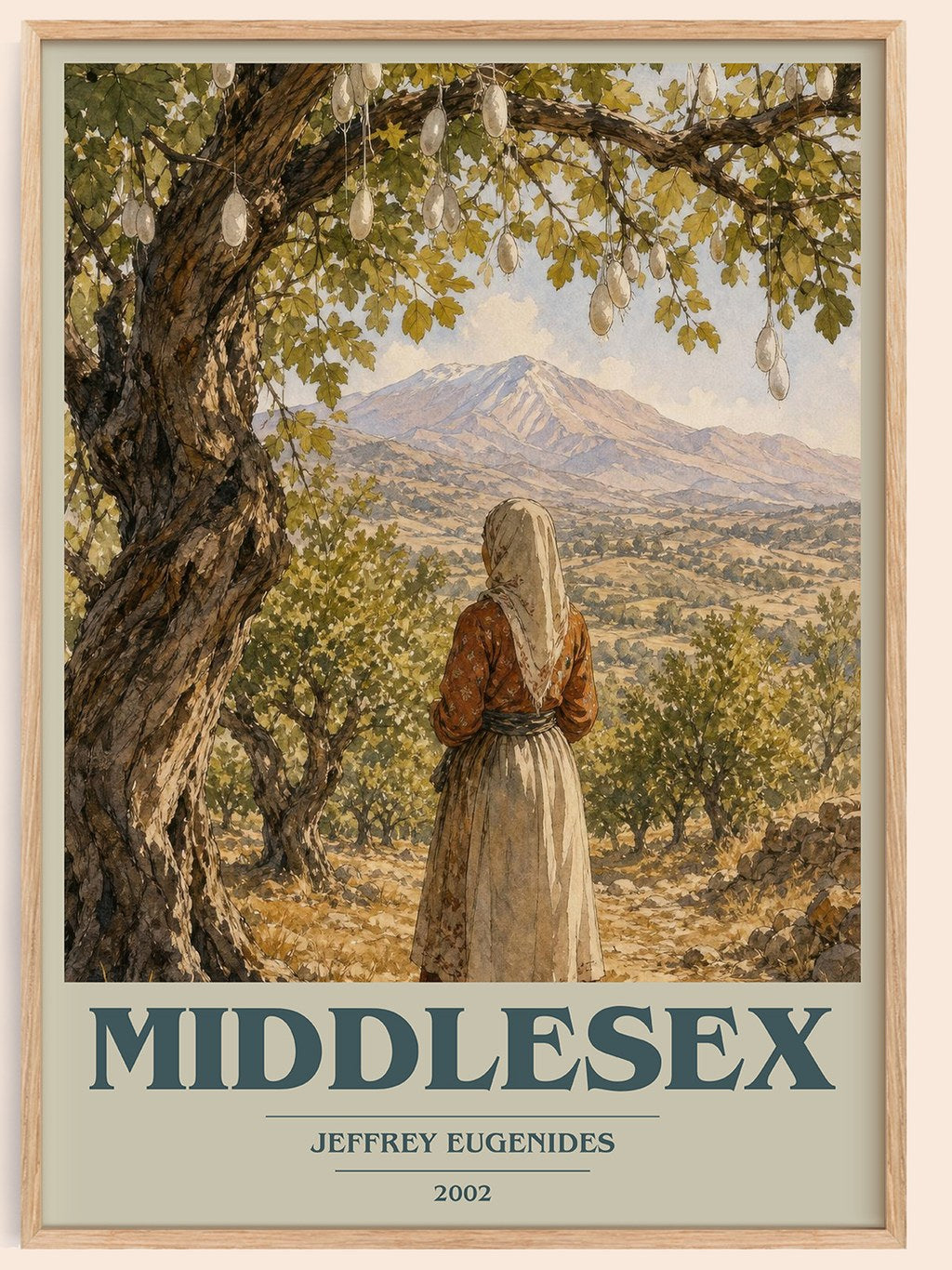 Middlesex book cover book poster by Jeffrey Eugenides – framed literary art print