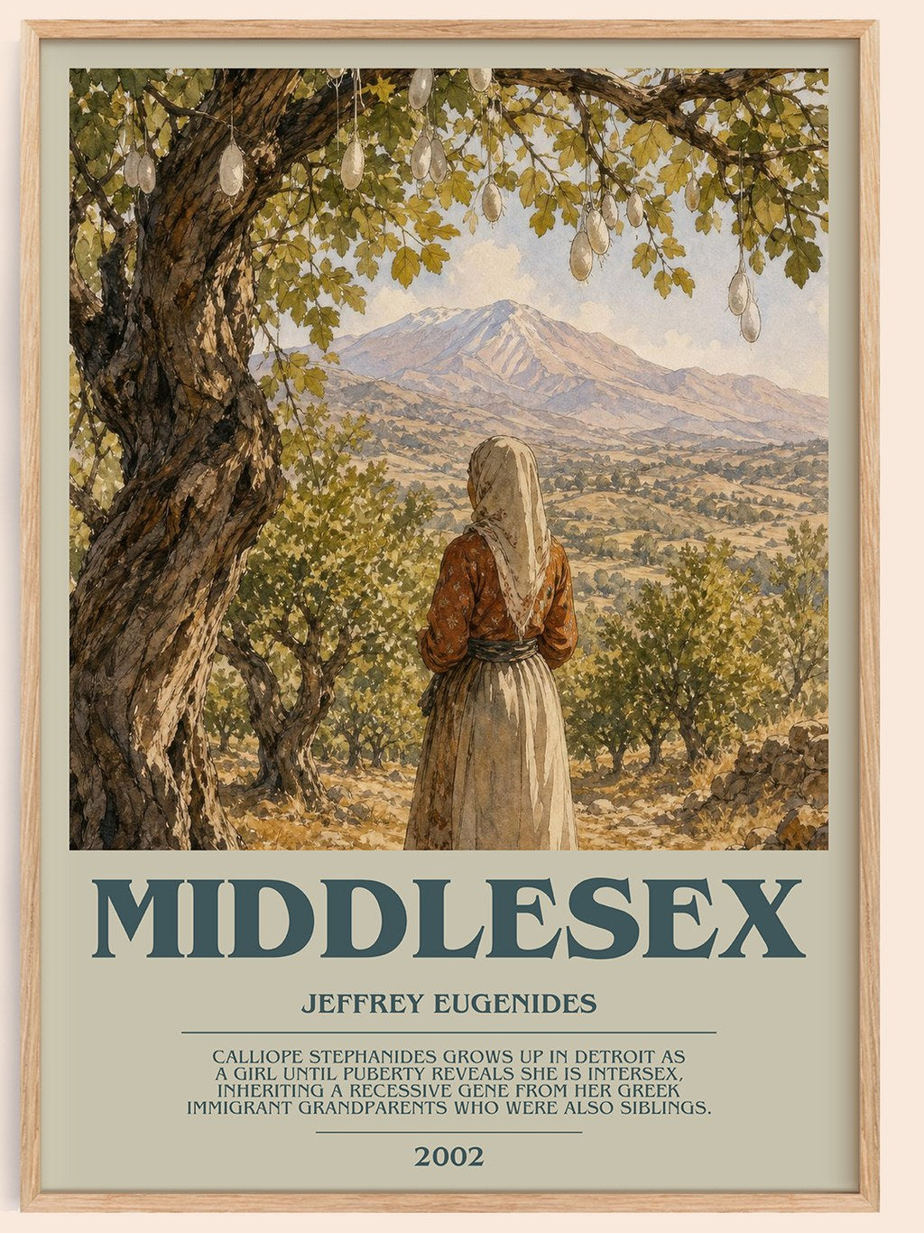 Middlesex bookish book poster by Jeffrey Eugenides – framed literary art print